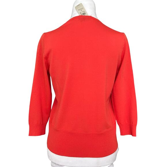 NWT Ann Taylor Women’s Orange Cardigan Small Y2K Preppy Career Office Siren Fall - Picture 2 of 4